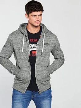 Image of Superdry Orange Label Zip Hoodie - Grey Grit, Flint Grey Grit, Size 3XL, Men