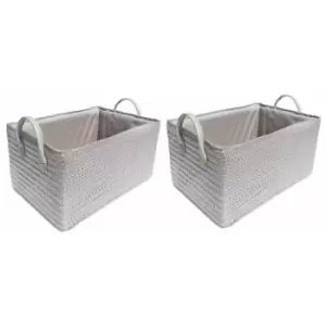 Image of Topfurnishing - Neon Bright Colours Toys Baby Nursery Organiser Cupboard Storage Basket + Handle Hamper basket [Light Grey,Set of 2 Extra Large]