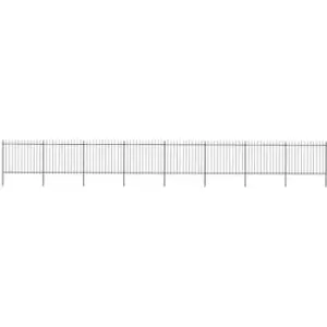 Image of Garden Fence with Spear Top Steel 13.6x1.5 m Black Vidaxl Black