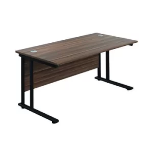 Image of Jemini Rectangular Double Upright Cantilever Desk 1400x800x730mm Dark Walnut/Black KF810940