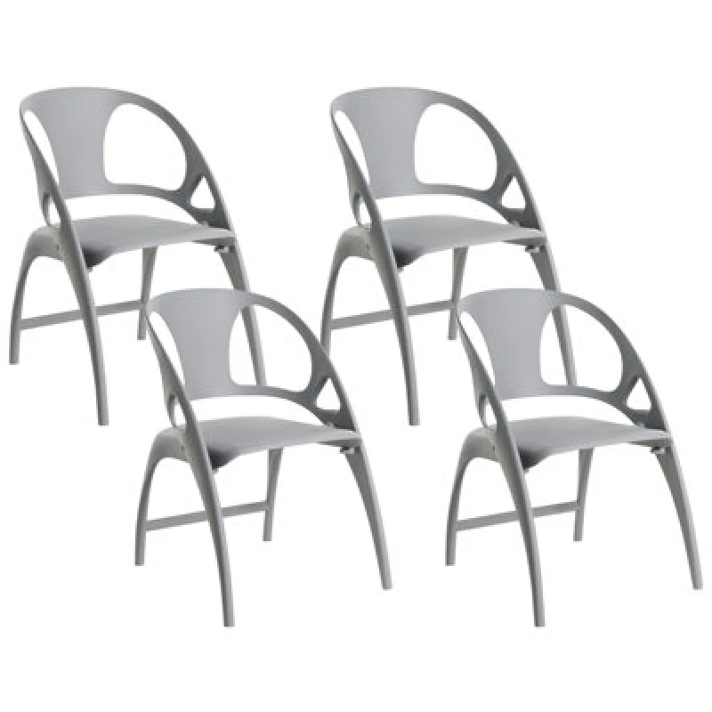 Image of Beliani Set Of 4 Garden Chairs Nemi Folding Grey