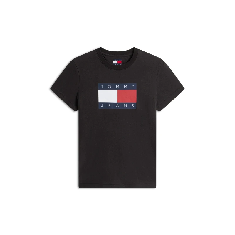 Image of Tommy Jeans Womens TJ Badge Rib Regular Fit T-Shirt Black female 16 (XL)