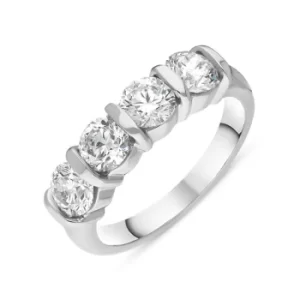 image of Platinum Diamond Four Stone Bar Set Half Eternity Ring