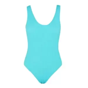 image of Missguided Crinkle Scoop Neck Swimsuit - Blue