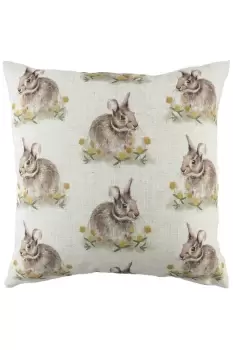 image of Woodland Hare Repeat Watercolour Printed Cushion