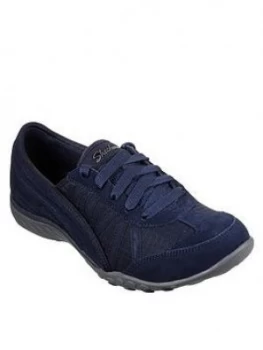 image of Skechers 23845 Breathe Easy - Weekend Wishes Plimsoll - Navy, Size 3, Women