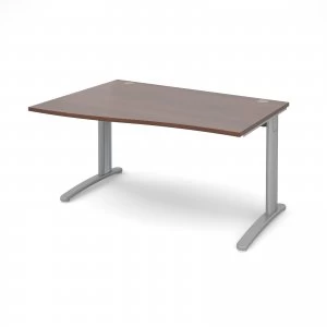 Image of TR10 Left Hand Wave Desk 1400mm - Silver Frame Walnut Top