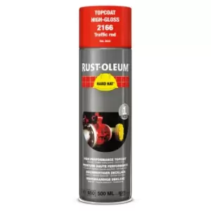 Image of Rust Oleum Hard Hat Metal Spray Paint Traffic Red 500ml
