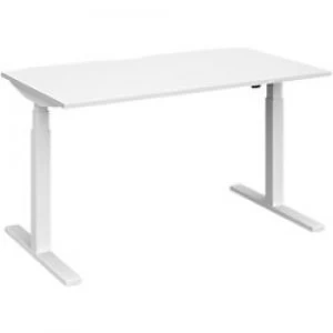 Image of Elev8 Rectangular Sit Stand Single Desk with White Melamine Top and White Frame 2 Legs Touch 1400 x 800 x 675 - 1300 mm