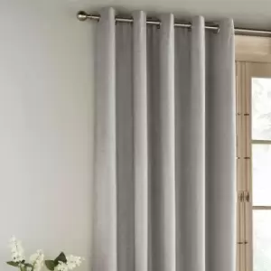 Image of Enhanced Living Savoy Chenille Textured Blackout Eyelet Door Curtain, Grey, 66 x 84 Inch
