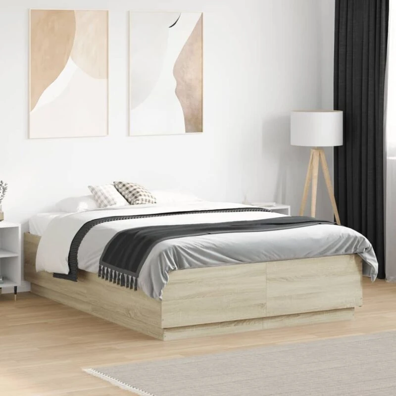 Image of VIDAXL Bed Frame without Mattress Sonoma Oak 135x190cm Double Vidaxl 8721012274747