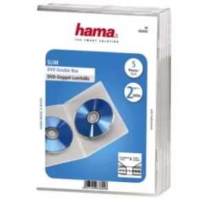 image of Hama Slim DVD Double Jewel Case, pack of 5, transparent