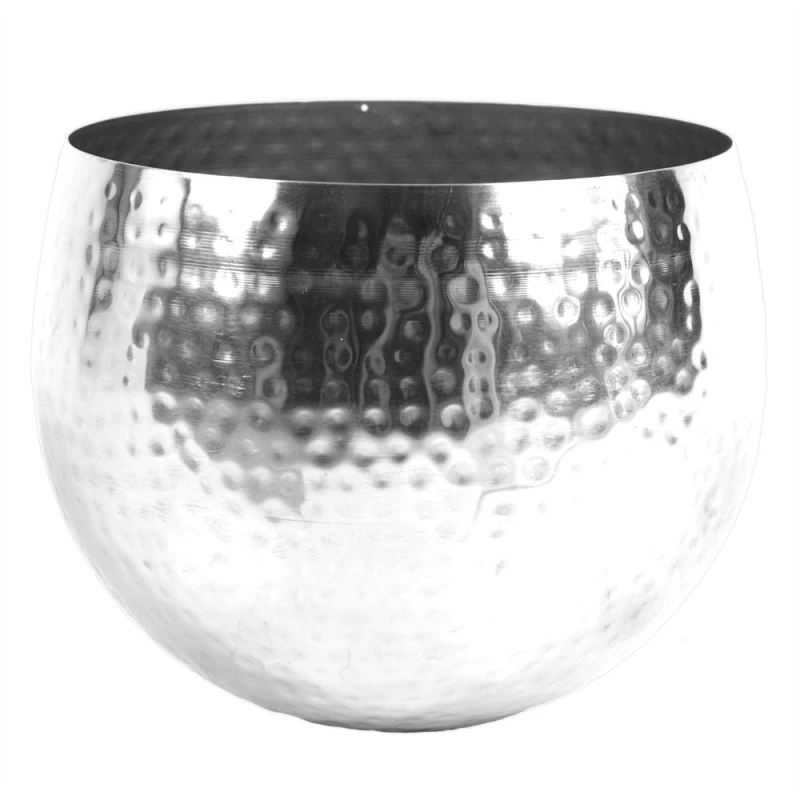 Image of Unbranded Premium Large Metal Planter 22x18cm Hammered Silver Straight Edge Professional Quality