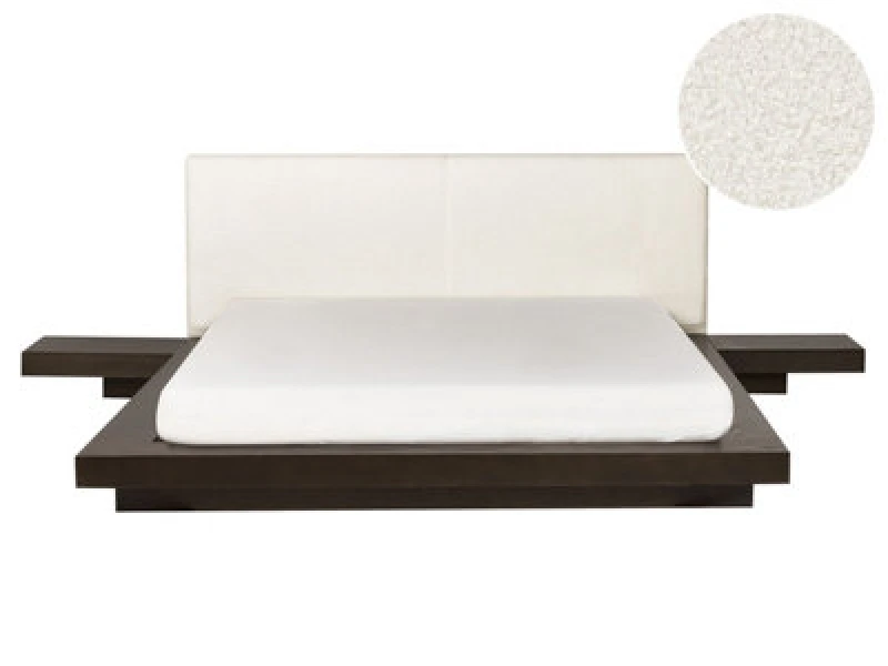Image of Beliani Bed Boucle Zen 160 X 200 Cm (Eu King Size) Dark Ash Wood