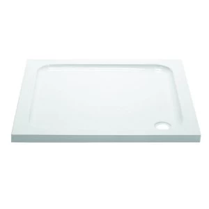 image of Wickes Square Slimline White Cast Stone Shower Tray - 760mm