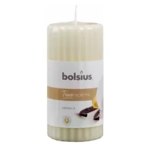 image of Bolsius Ribbed Pillar Candle Vanilla - 101925260175