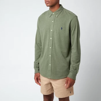 Image of Polo Ralph Lauren Mens Featherweight Mesh Shirt - Moss Green Heather - M