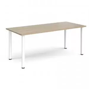 image of Rectangular white radial leg meeting table 1800mm x 800mm - barcelona