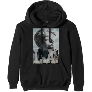 Image of Tupac - LA Skyline Mens Small Pullover Hoodie - Black