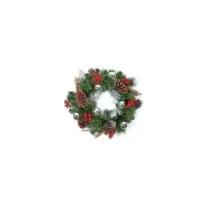 Image of Premier Christmas Dressed Wreath (40cm) (Silver) - Silver