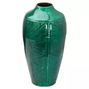 Image of Hill Interiors Aztec Collection Embossed Vase (One Size) (Green/Brass)