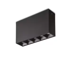 Image of Lika Rectangle 5 Light Surface Mounted Downlight Black 13.5cm 4000K