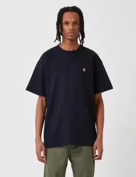 Image of Carhartt-WIP Chase T-Shirt - Dark Navy Blue/Gold