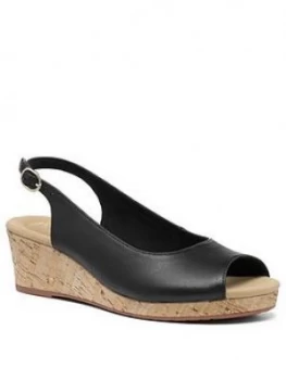 image of Hotter Tahiti Wedge Heeled Sandals - Black