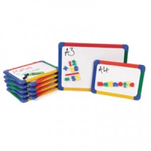 image of Show-me A4 Rainbow Framed Magnetic Whiteboard Pack of 10 MBA410