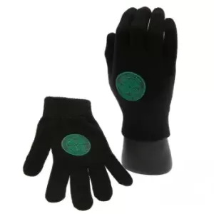 image of Celtic FC Unisex Adults Knitted Gloves (One Size) (Black/Green)