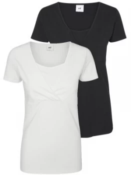 Image of Nursing White & Black Nursing Tops 2 Pack - L