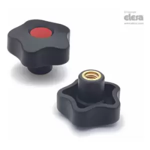 Image of Elesa - vct Lobe knobs Technopolymer Brass boss threaded hole with cap VCT.32 B-M6
