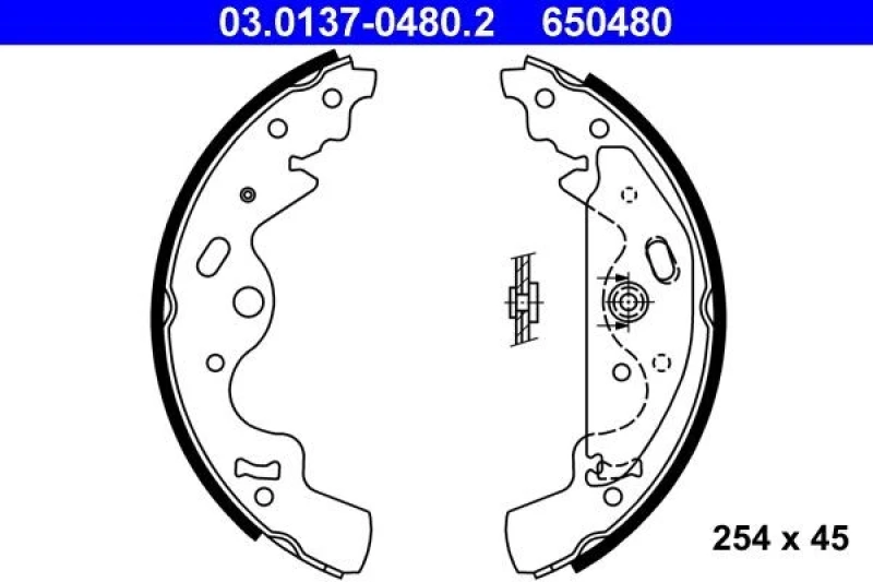 Image of ATE 03.0137-0480.2 Brake Shoes with lever Brake Shoe Set (70)