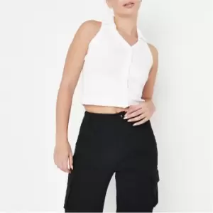 Missguided Halterneck Rib - White