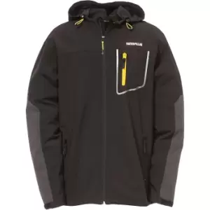 Image of Caterpillar Capstone Mens Hooded Softshell Jacket / Workwear (2XLarge) (Black)