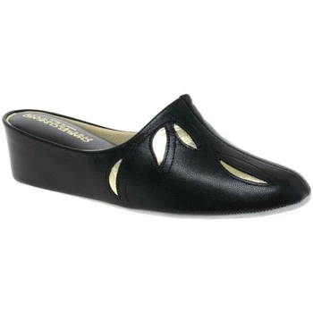 Image of Relax Slippers Molly Leather Slipper womens Slippers in Black - Sizes 2,3,4,5,6,7,8