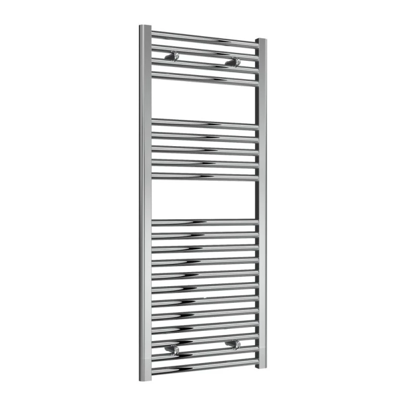 Image of Bathroom Kingdom Diva Chrome Straight Heated Towel Rail 1200x500 in Silver Silver Unisex