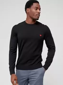 Image of HUGO San Cassius-C1 Crew Neck Jumper - Black, Size XL, Men