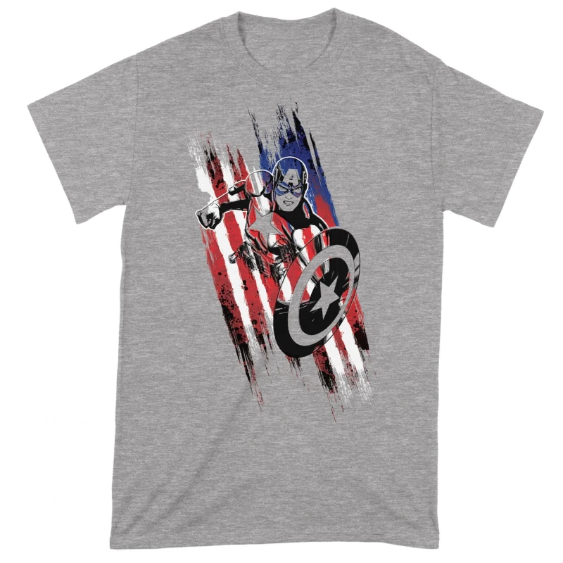 Image of Captain America Streaks T-Shirt Grey male