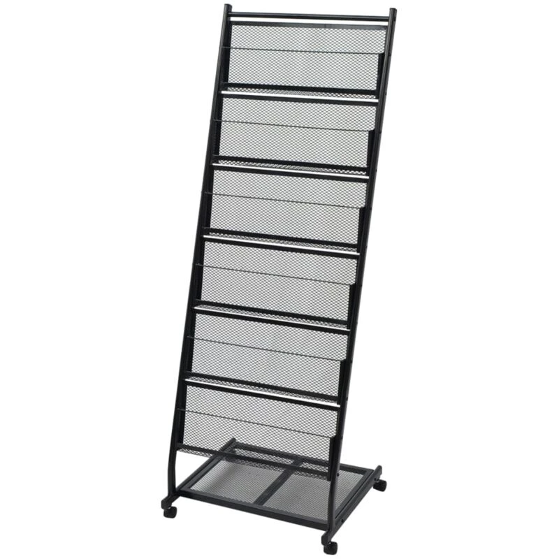 Image of vidaXL Magazine Rack Newspaper Letter Storage Stand Organiser Shelves Black A4