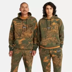 Image of Timberland All Gender Printed Hoodie In Green/orange Print Brown Product gender genderless, Size XXL