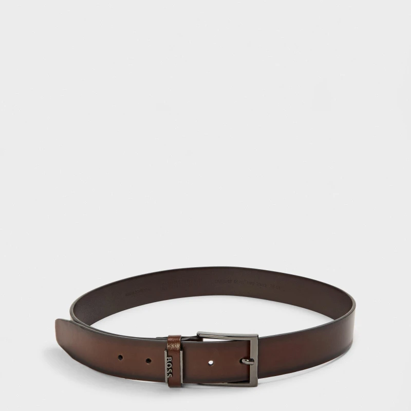 Image of Boss Mens Cole Ant Leather Belt Dark Brown male 40R (105cm)