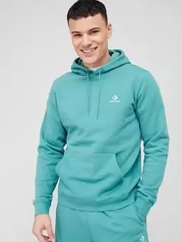Image of Converse Embroidered Star Chevron Left Chest Pullover Hoodie - Blue, Green, Size S, Men