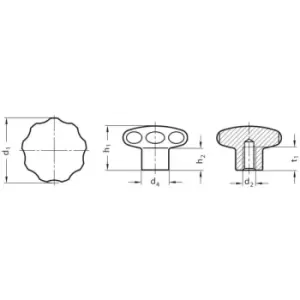 Image of Ganter - GN5335-40-M6-E Star Knob; Stainless Steel; Mat Blasted