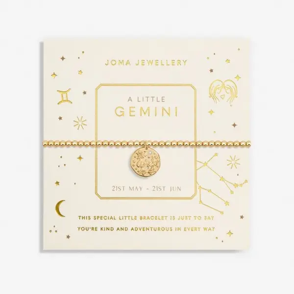 Image of Star Sign A Little Gemini Gold Plated 17.5cm Stretch Bracelet 6794
