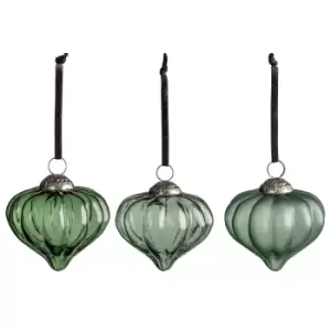 Image of Gallery Interiors Percy Set of 6 Assorted Fluted Baubles Spruce Large