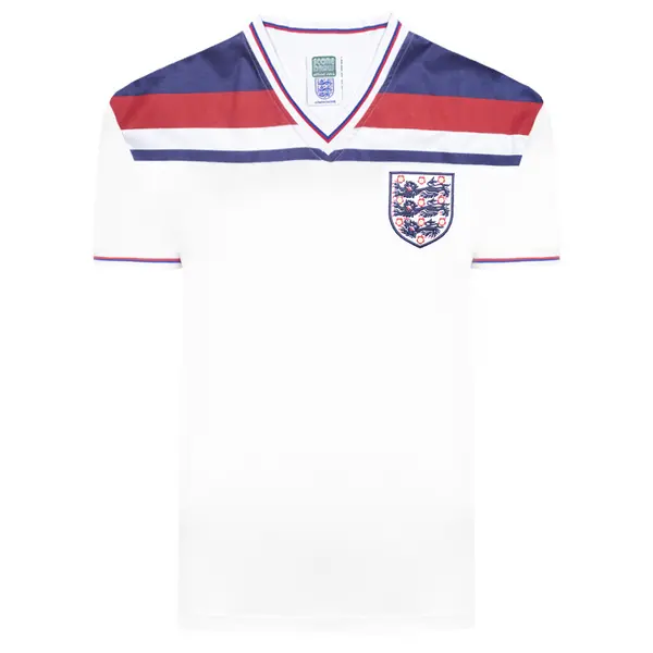 Image of Score Draw England 1982 World Cup Finals Retro Shirt ENG82HWCFPCSS-M M Mens Sportswear
