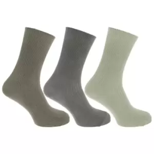 Image of Mens Casual Non Elastic Bamboo Viscose Socks (Pack Of 3) (UK Shoe 6-11, EUR 39-45) (Green/Grey)