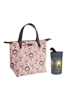 image of Beau & Elliot 'Boho' Insulated Luxury Lunch Tote - Flower Design (7Litre) + Stainless Steel Insulated Travel Mug (300Ml)