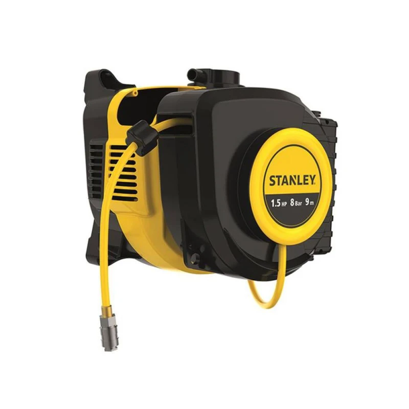 Image of Stanley Air Compressors SXCMD15WE Wall-Mounted Air Hose 1.5 HP 8 Bar 9m in Black Unisex